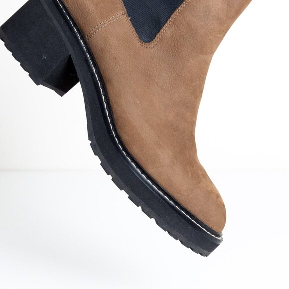 Madewell The Carina Platform Chelsea Boot Leather Brown Burled Wood - Picture 6 of 13